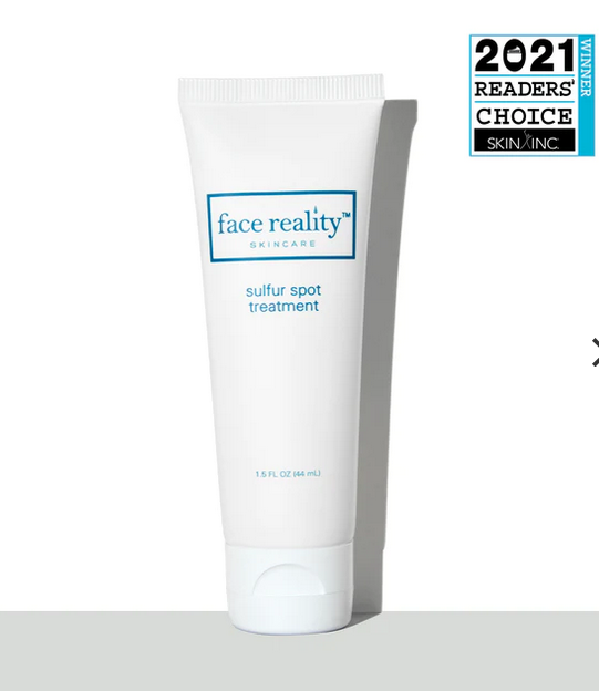 Face Reality Sulfur Spot Treatment tube with award certificate Readers Choice