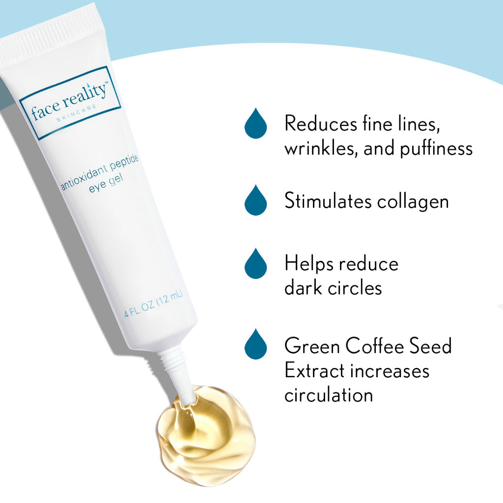 Face Reality antioxidant peptide eye gel benefits infographic