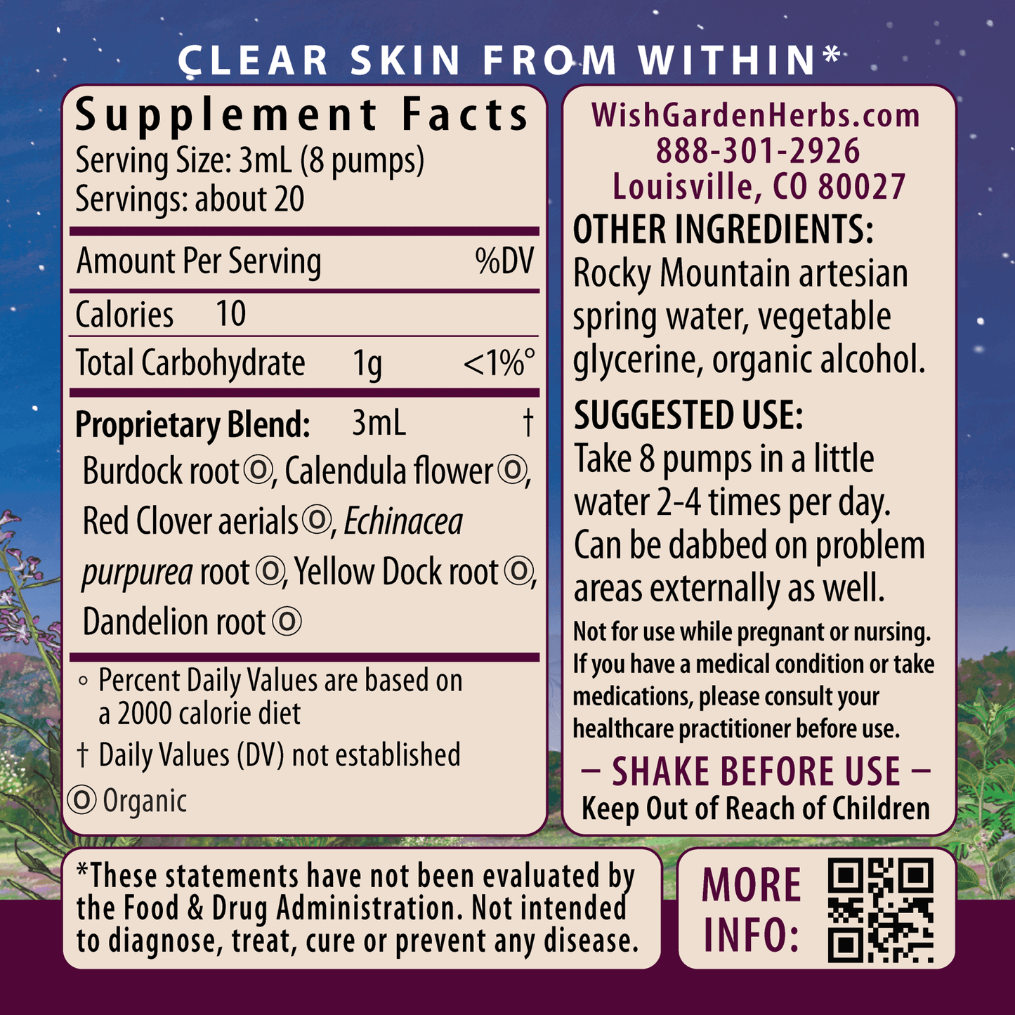 Clear Complexion Blemish Control Herbal Tincture