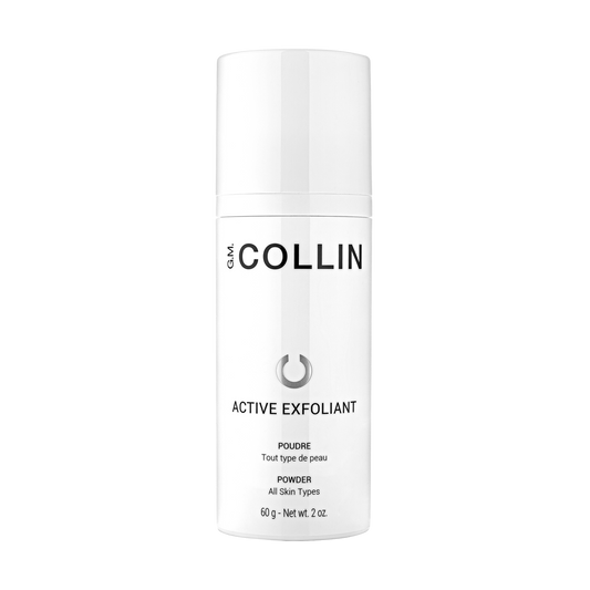 white bottle of GM Collin Active Exfoliant Powder