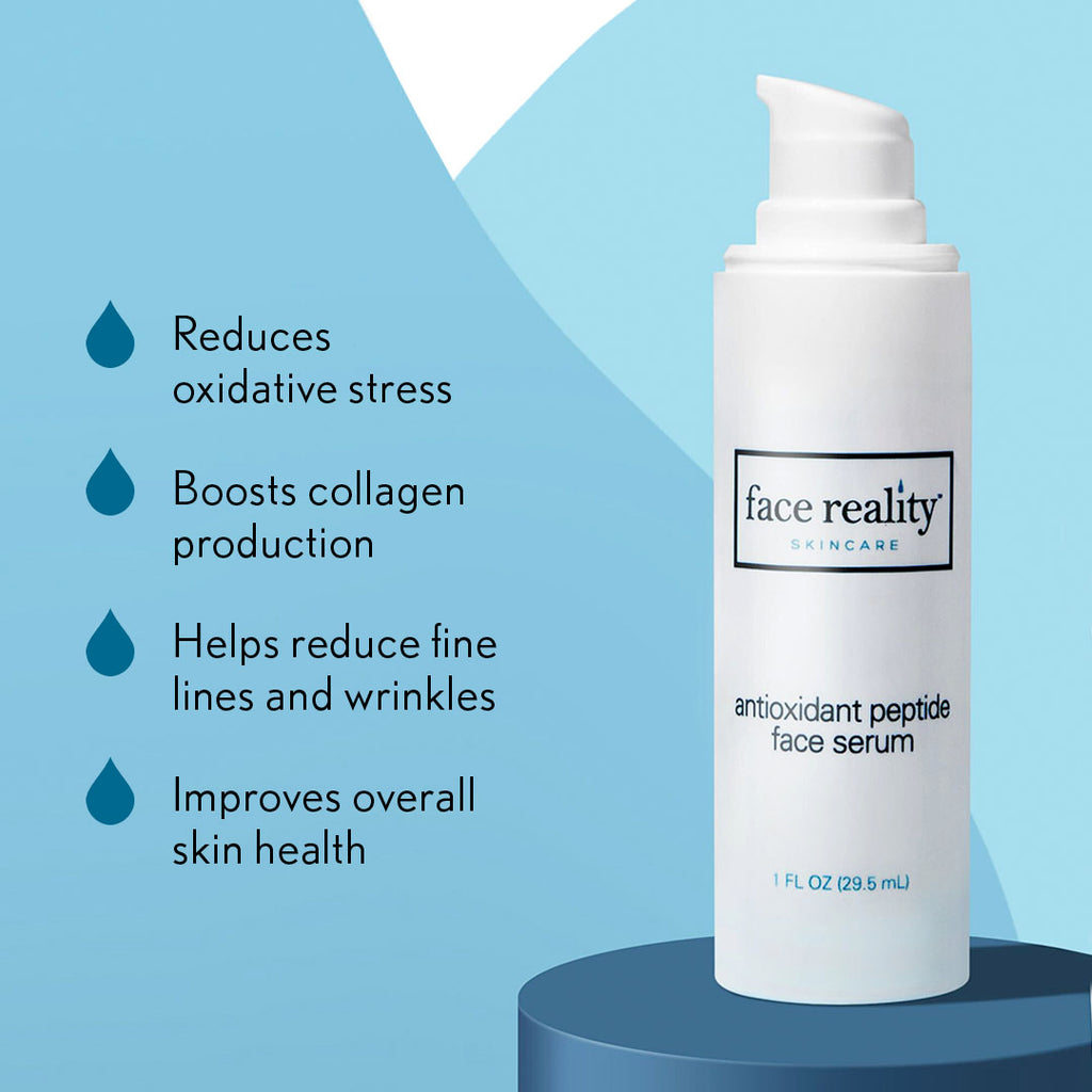 Face Reality antioxidant peptide face serum benefits infographic