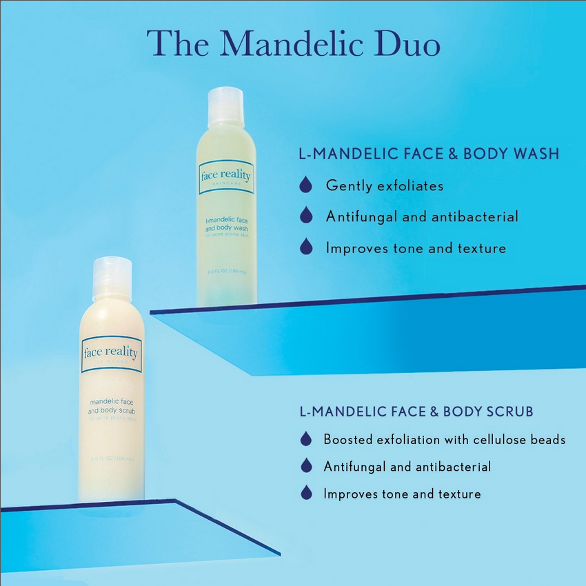 Face Reality Mandelic duo wash and scrub infographic