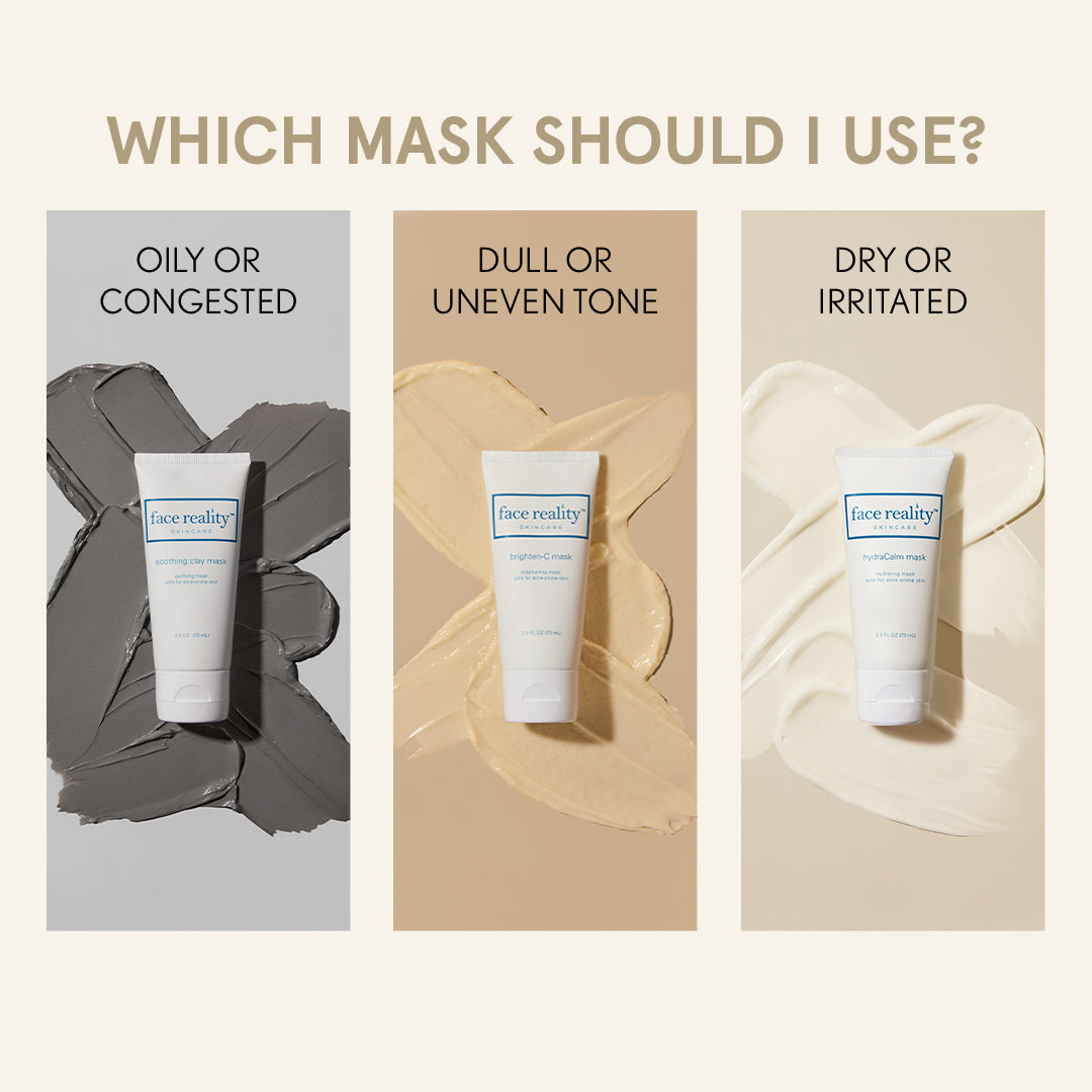 Face Reality mask picker infographic by skin condition